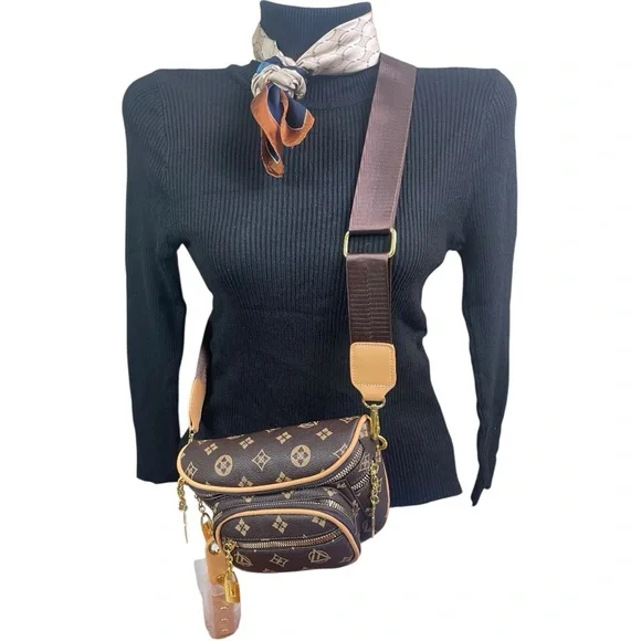 Fashion Designer Inspired Brown Crossbody Shoulder Bag - Picture 5 of 12